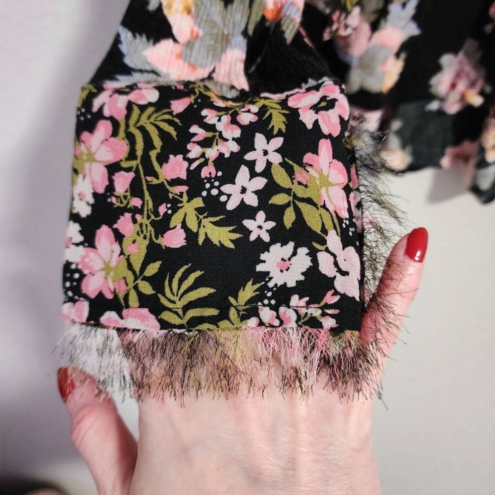 FREE PEOPLE Hold On To Me Floral Blouse Sheer Boho Top Festival M - Picture 6 of 10